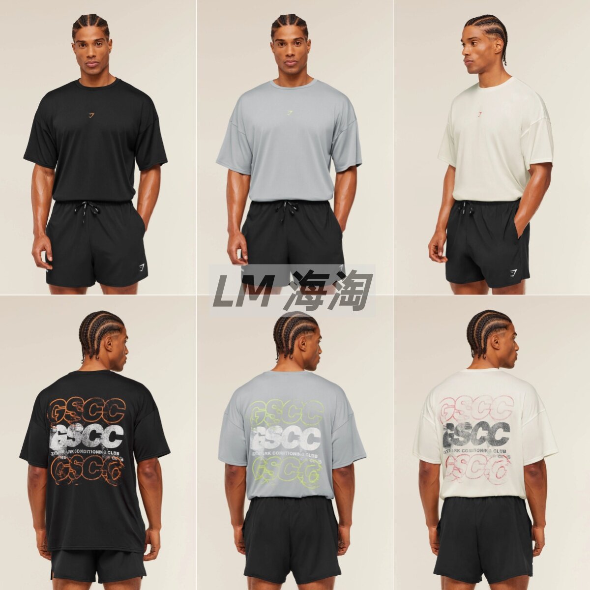 官网代购GYMSHARK GSCC健身短袖T恤男字母印花logo速干宽松上衣