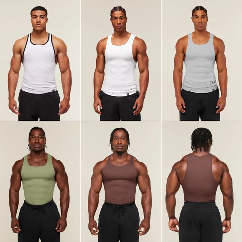 正品代购GYMSHARK Ribbed健身百搭休闲背心运动紧身男款无缝背心