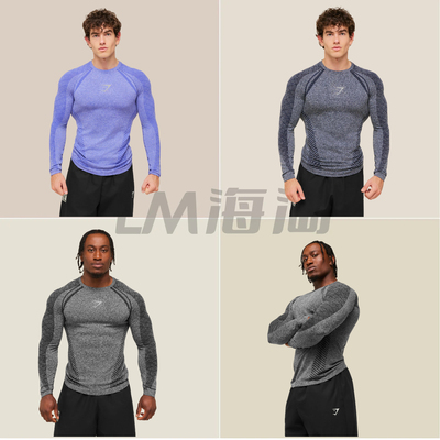 正品代购GYMSHARK Devant Seamless 运动速干健身衣男长袖T恤