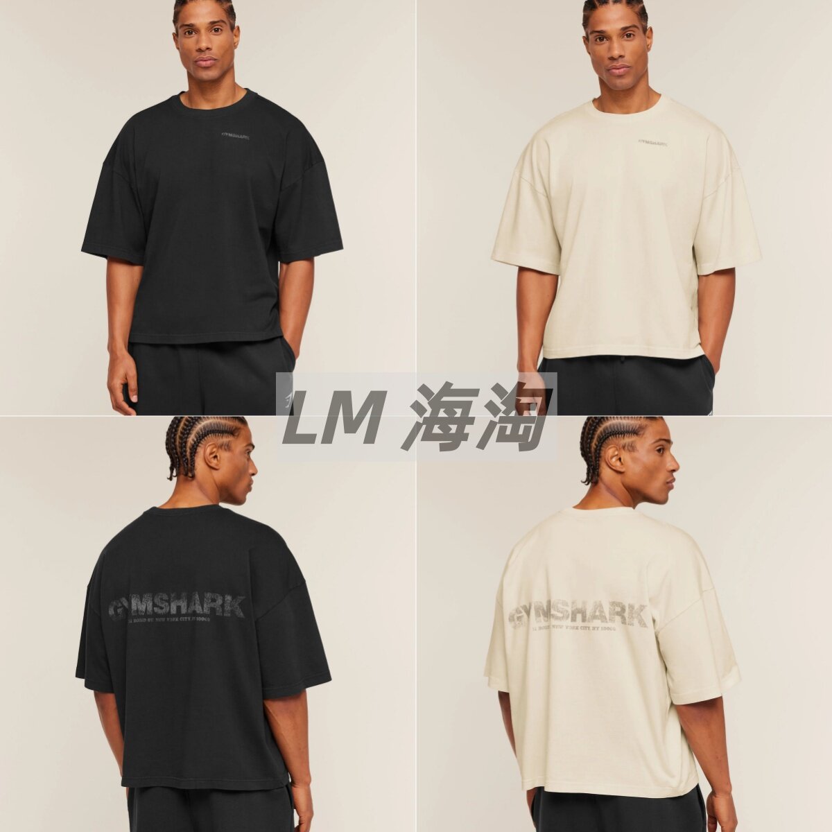 正品代购GYMSHARK Accent Boxy男士健身短袖T恤男宽松休闲运动