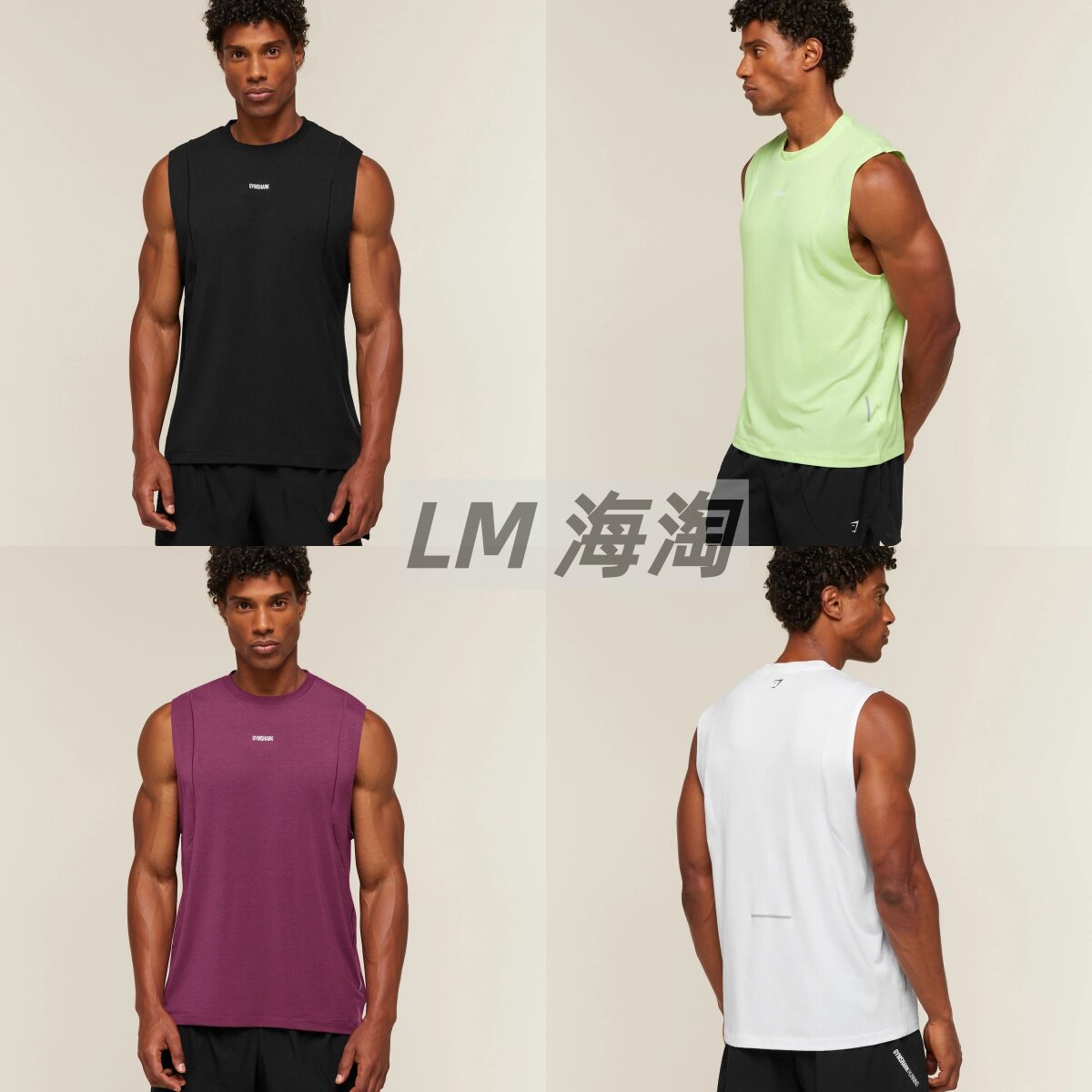 正品代购GYMSHARK Running boxy健身运动速干男背心百搭跑步无袖