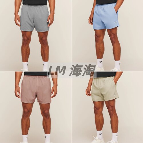 官网代购GYMSHAKR Washed Pastels男运动健身速干抽绳短裤训练裤