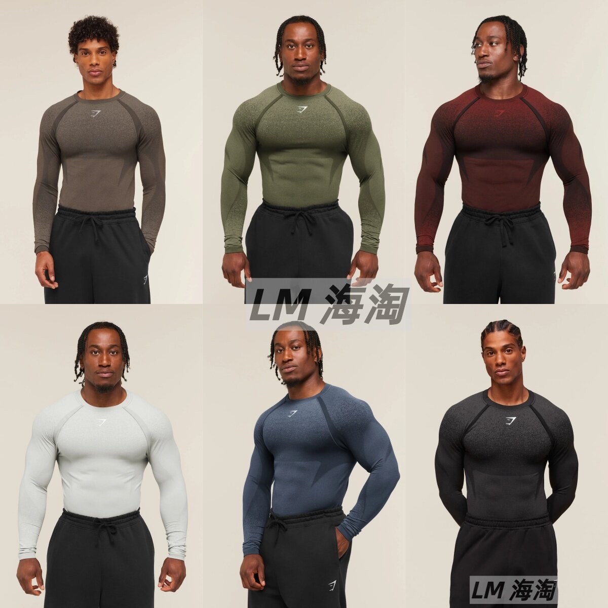 正品现货GYMSHARK Shadow健身运动男无缝紧身衣训练弹力速干T恤
