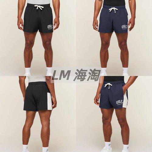官网代购GYMSHARK GSLC Emblem 男士复古运动跑步健身速干短裤