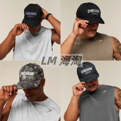 正品代购GYMSHARK Conditioning 可调节平顶宽檐均码男女款鸭舌帽