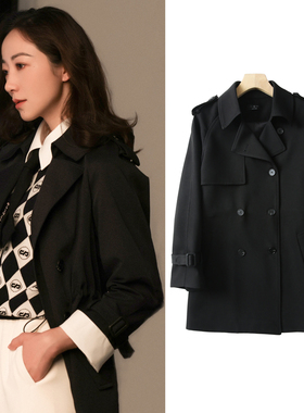 FBB WORKS 明星同款衣服短风衣外套翻领大衣小个子女潮明星定制女