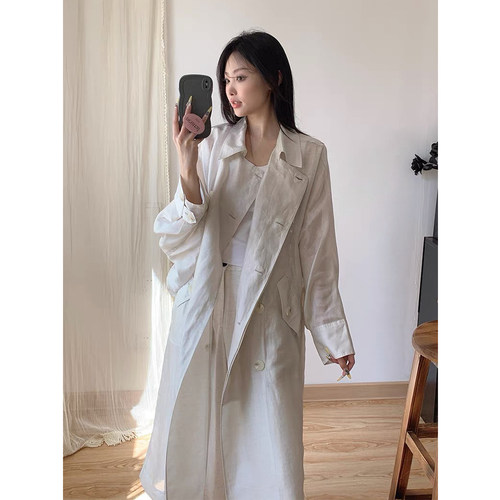 FBB WORKS 【幻境探戈】 2026新款春季莱赛尔亚麻中长款风衣外套