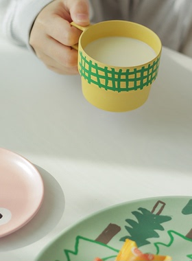 日本UNICOM松尾美雪餐盘马克杯儿童水杯牛奶杯防摔环保多巴胺餐具