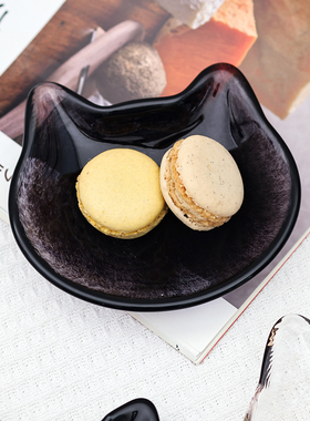 日本进口aderia石冢硝子猫咪手工玻璃碟子豆皿蘸料碟下午茶点心盘