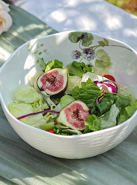 日本进口Narumi鸣海LUCYGARDEN骨瓷大碗面碗水果沙拉碗汤碗21cm
