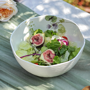 日本进口Narumi鸣海LUCYGARDEN骨瓷大碗面碗水果沙拉碗汤碗21cm