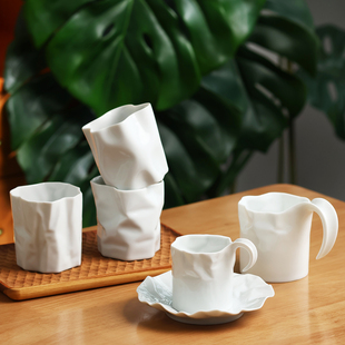 日本Ceramic Japan马克杯Crinkle小松诚褶皱咖啡杯侘寂风平底杯