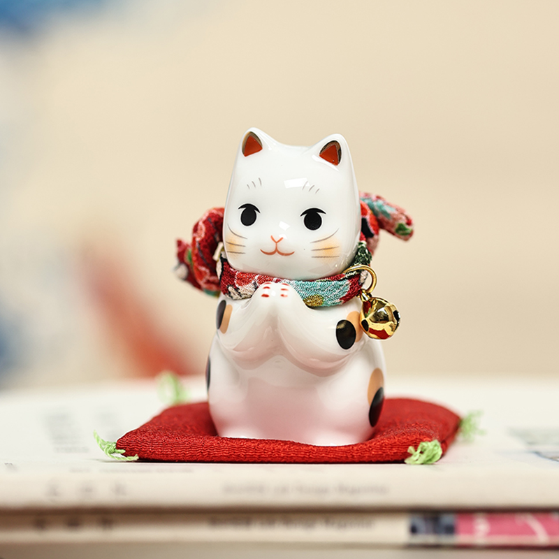 药师窑祈愿猫摆件彩绘手作饰品