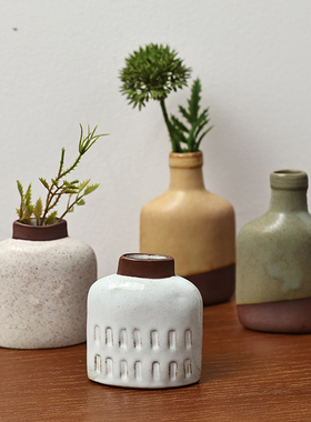 日本进口ANGLE陶瓷濑户烧花瓶复古莫兰迪花器手作桌面插花摆件