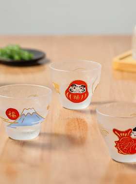 日本aderia石冢硝子十二生肖富士山吉祥物玻璃小酒杯清酒杯冷酒杯