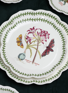 英国Portmeirion波特美林植物园莲花边餐盘花卉波浪边餐碗餐具