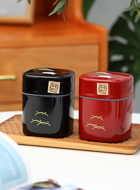 日本hakoya月兔漆器日式茶叶罐小号随身便携密封ABS树脂颜值茶罐