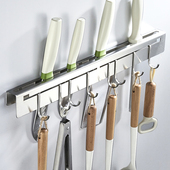 304不锈钢壁挂一体菜刀刀架挂钩挂架酒店饭店商用特厚打孔免钉