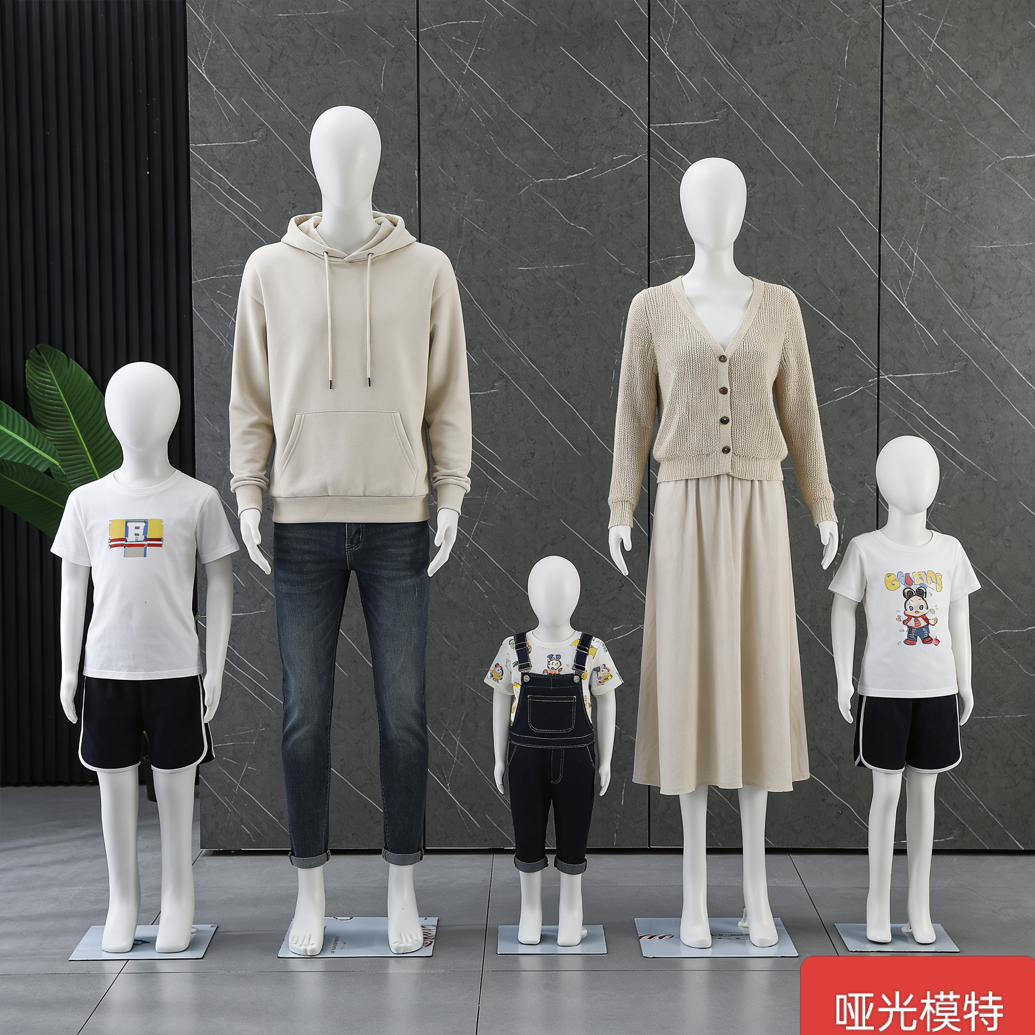 新款哑白色亲子情侣全身橱窗展示男女士儿童模游泳内衣内裤假人架