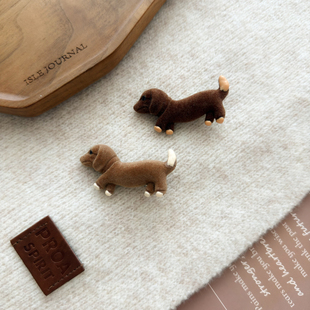 可爱咖色腊肠狗发夹边夹刘海夹小狗搞怪发卡甜美少女头饰儿童卡子