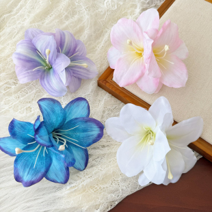 两朵百合花发夹边夹刘海夹花朵头饰少女发饰可爱小花夹子森系发卡