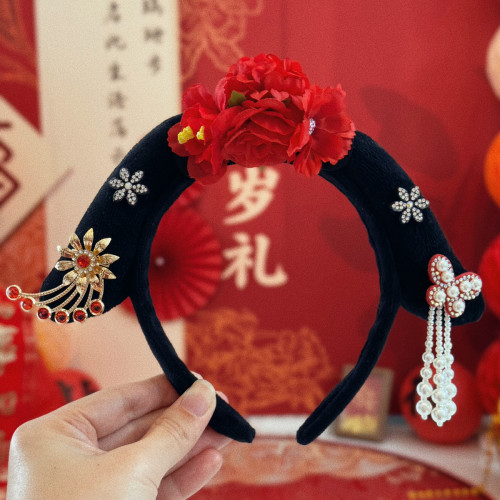 在逃公主周岁抓古风格格发箍女童