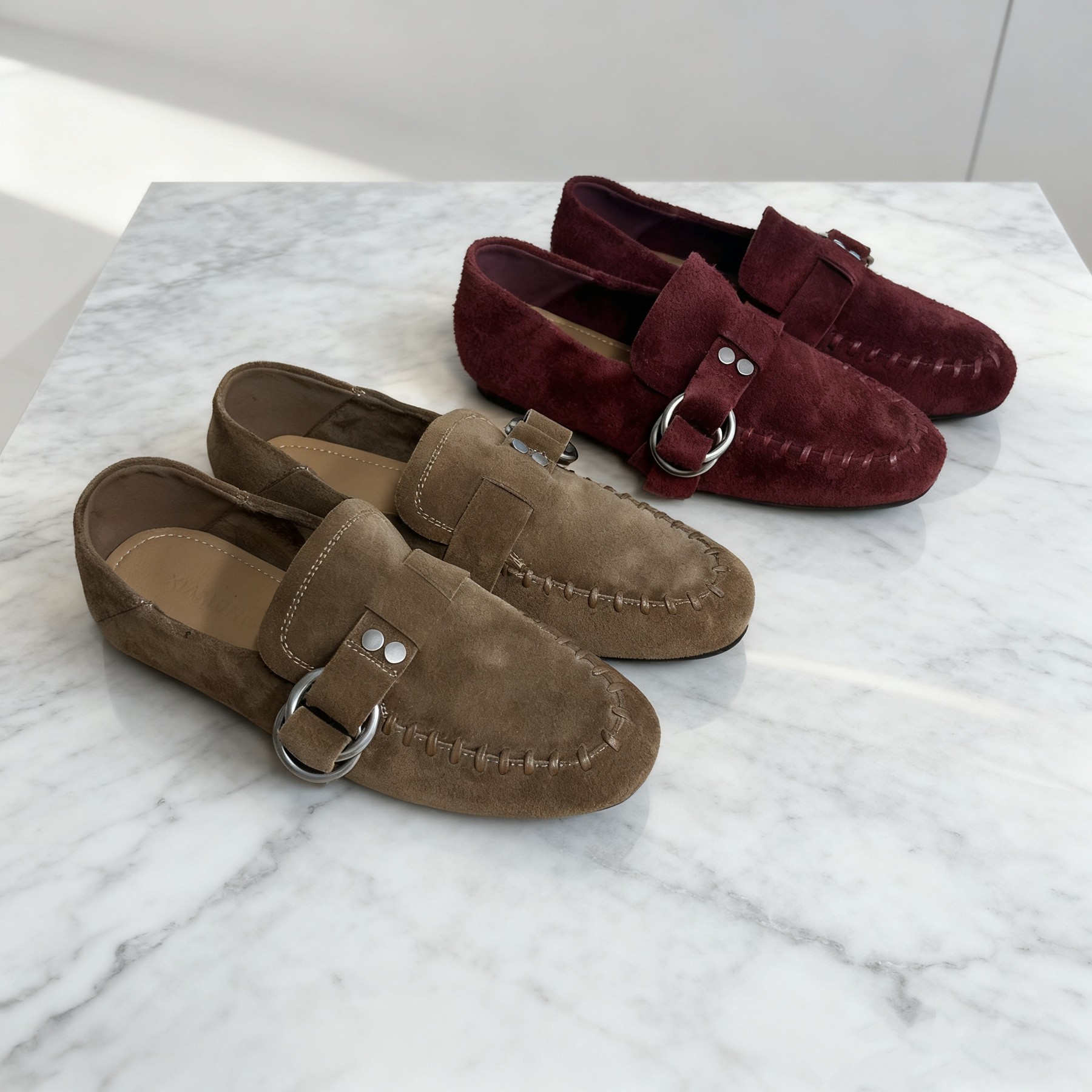 磨砂牛皮绒搭扣勃肯鞋女平底乐福鞋舒适百搭单鞋两穿,女鞋,勃肯鞋/软木鞋,淘宝优惠券,粉丝福利购,淘宝优惠卷