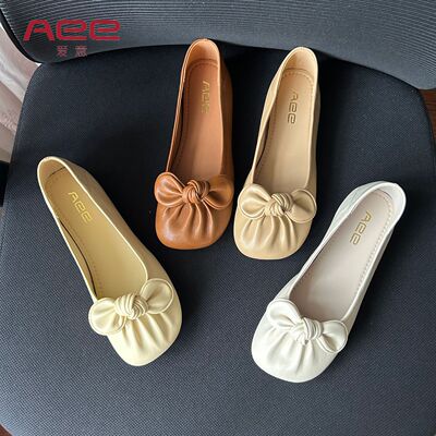 Aee/爱意新款蝴蝶结豆豆鞋