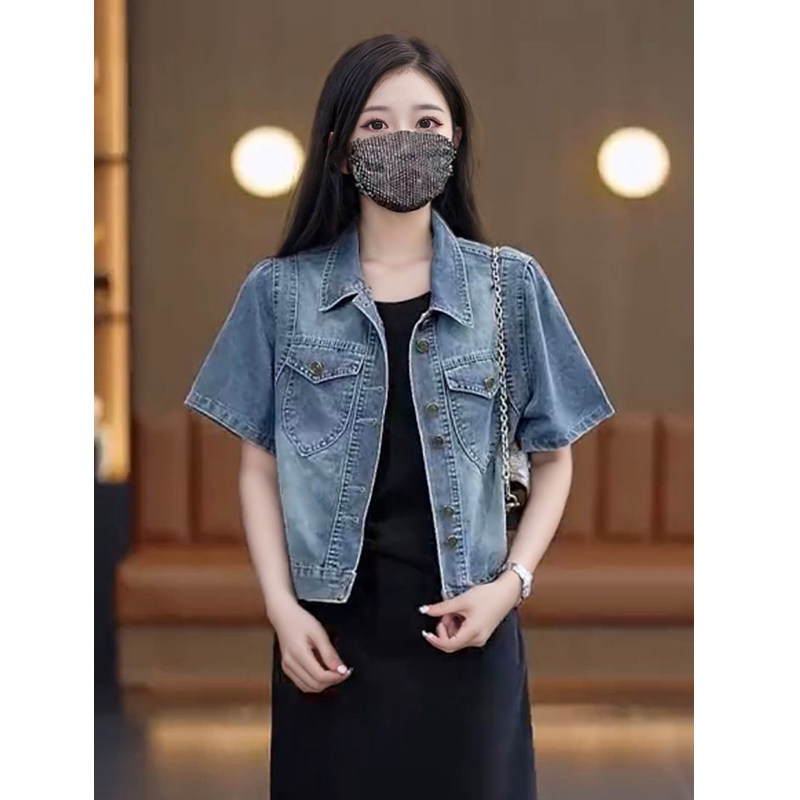 夏季法式复古薄款牛仔短外套女图片