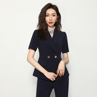 职业套装短袖OL教师夏季工装时尚气质女神范主持人工作服高端西装