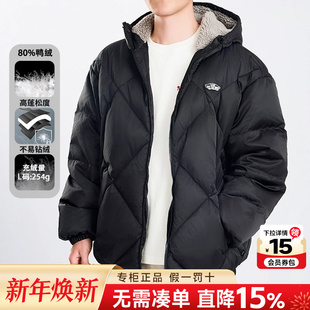 VANS范斯羽绒服男款 秋冬运动休闲防风保暖连帽黑色面包服外套 正品