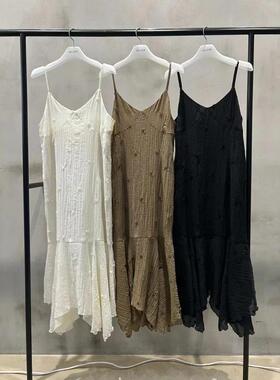 正品现货秋季韩国东大门HELDER老板娘家刺绣花朵吊带波浪连衣裙