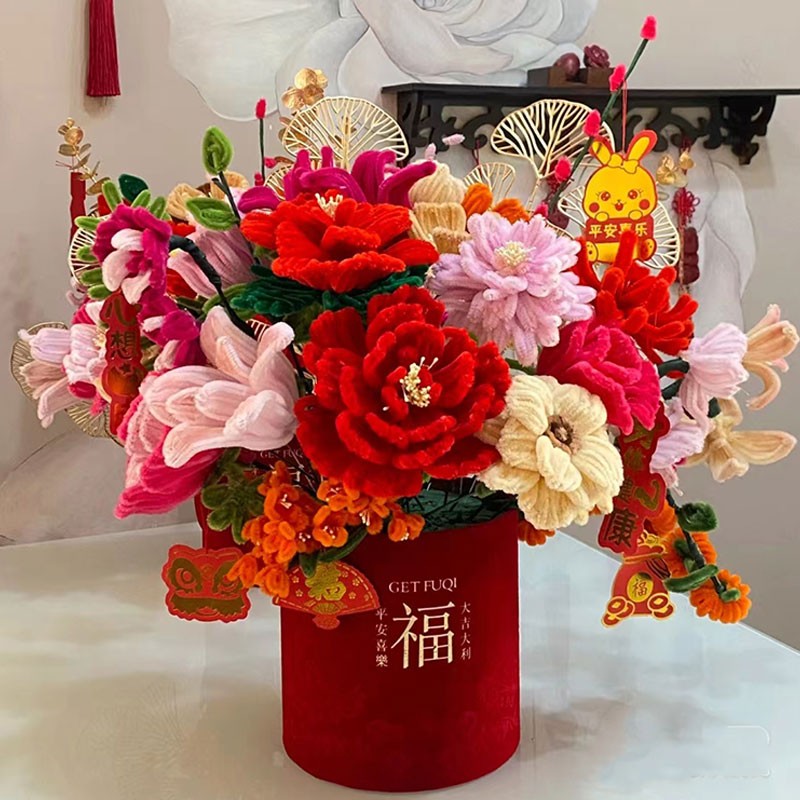 2026年元旦节福桶抱抱桶礼物扭扭棒手工diy材料包团建活动摆件