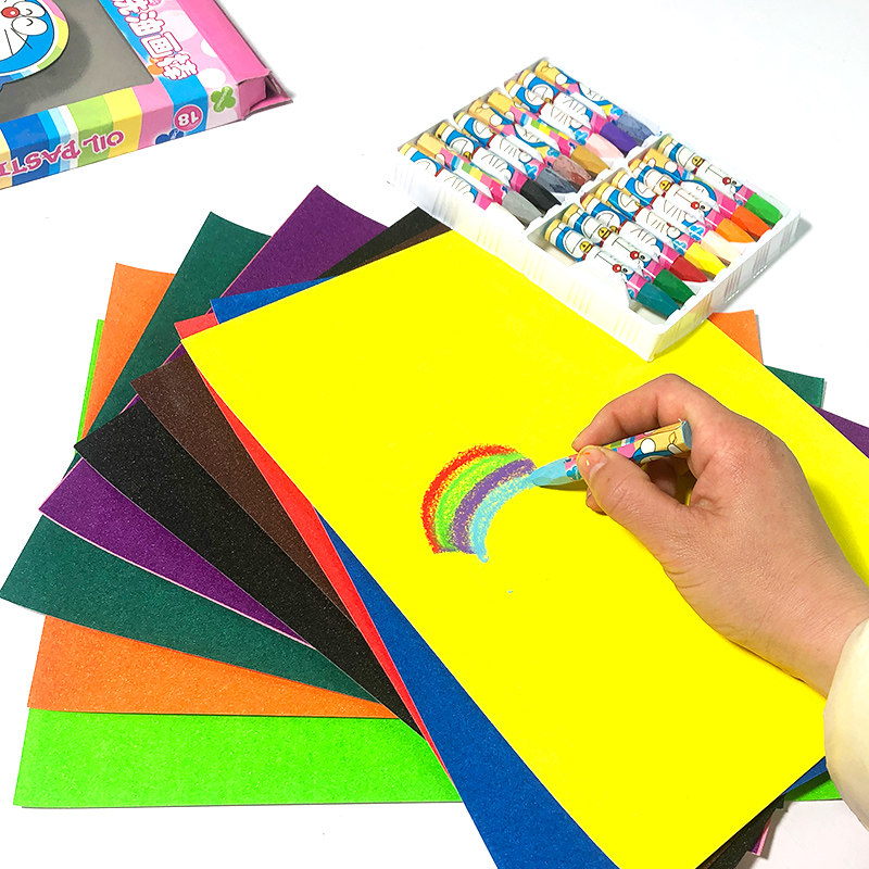 彩色砂画纸a48k4k彩砂纸儿童美术美工区区域半成品材料绘画砂纸