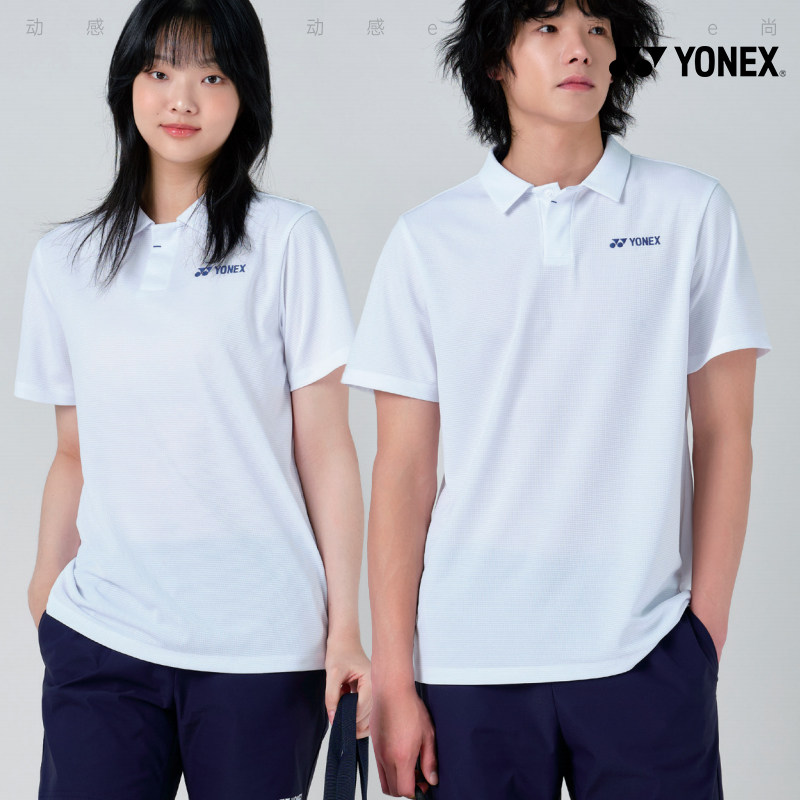 2025春夏新款YONEX尤尼克斯韩国羽毛球服短袖男女同款运动POLO白