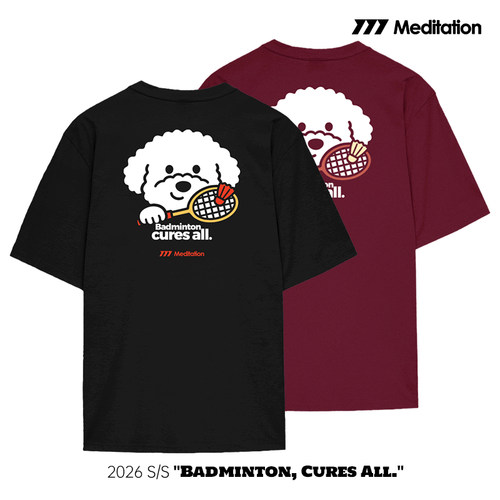 韩国2026春夏meditation新品羽毛球服短袖男女同款运动速干T黑红