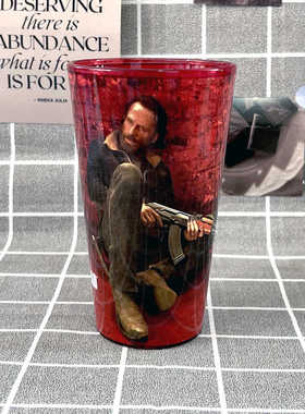 美国进口行尸走肉 walking dead红色玻璃杯水杯随手杯创意冷饮杯