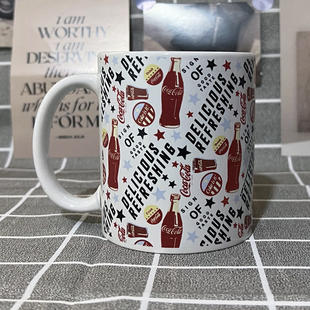 美国进口可口可乐经典复古logo咖啡杯陶瓷马克杯水杯礼物情侣杯