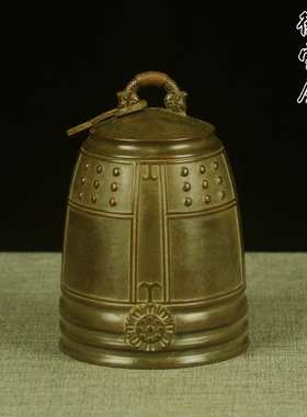 复古纯铜钟摆件挂钟铜铃铛黄铜