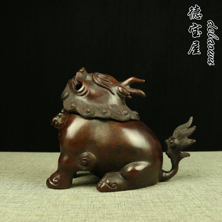 复古独角兽熏香炉摆件大号茶桌