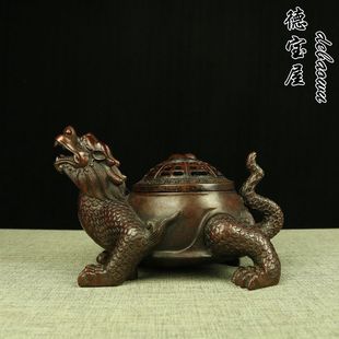 纯铜八卦龙龟炉仿古开盖龙龟熏香炉室内家用摆件香薰炉创意大号
