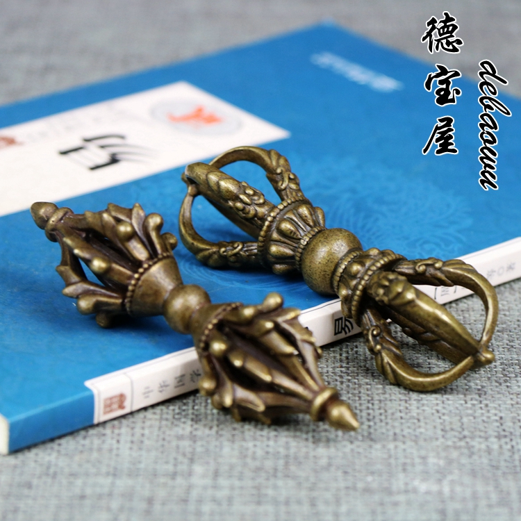 纯铜手工降魔金刚杵 法器大全 小号摆件五股件铜杵手把件法器配饰