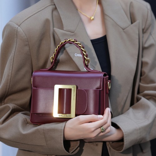 高品质小众设计新款大方扣蝴蝶结链条高级感手提小方包气质斜挎包