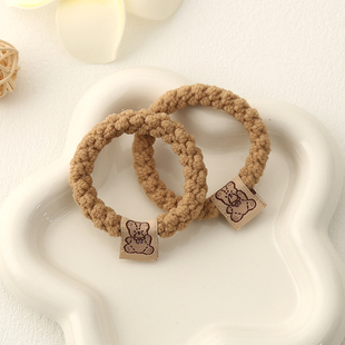奶咖色小熊发圈头绳少女高马尾发饰甜美网红头饰高弹力皮筋女孩