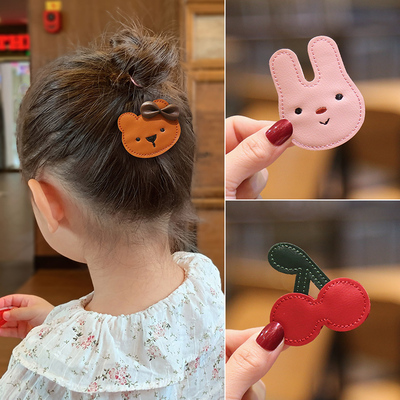 皮质可爱小熊兔子樱桃bb夹