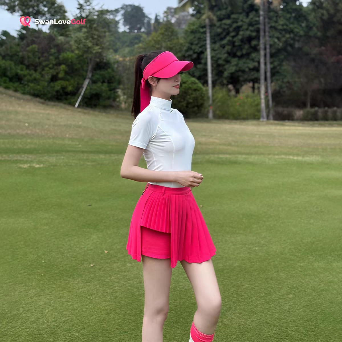 2026高尔夫女士短袖上衣玫红高尔夫上装