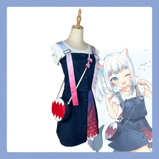 噶呜古拉cos服儿童女Hololive虚拟主播Gawr Gura装喵鲨鱼娘套装