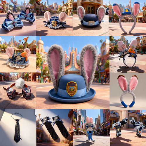 疯狂动物城尼克狐狸帽子可爱朱迪兔子警官耳朵发饰乐园拍照头饰品