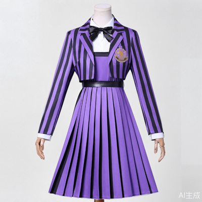 现货万圣节亚当斯一家第二季cos星期三紫色款校服cos美剧cosplay