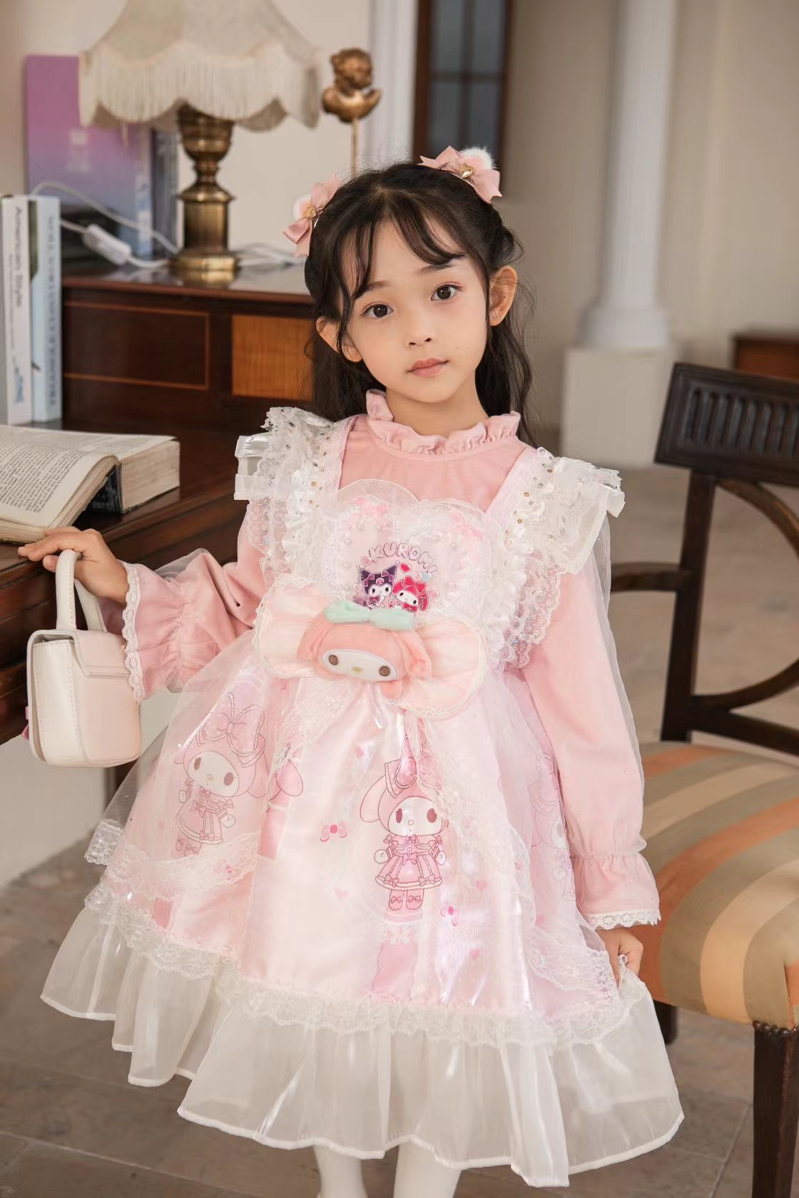 2024冬季新款女童加绒加厚美乐蒂洛丽塔公主裙万圣节蛋糕礼服纱裙